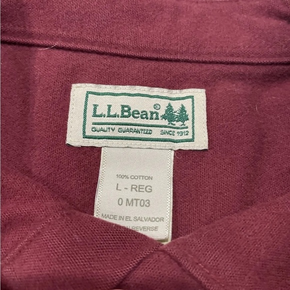 LL Bean Long  Sleeve Heavy Button Down 100% Cotton Mens Size Large Red/Maroon - Picture 3 of 6